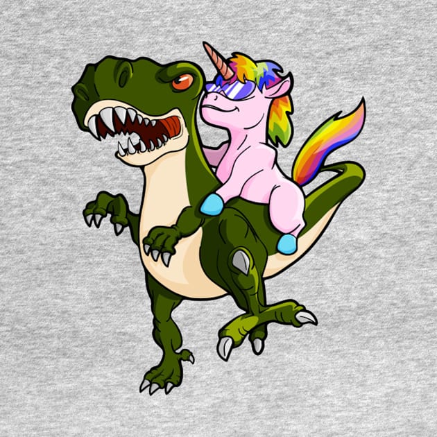 Unicorn Riding Dinosaur by alvianroberto